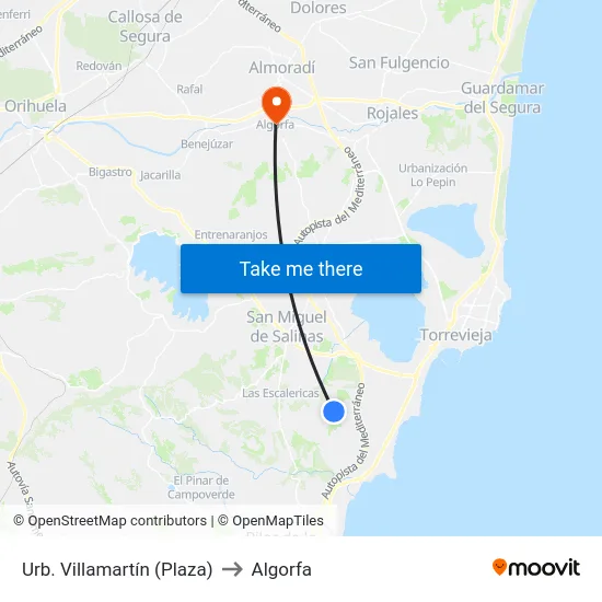 Urb. Villamartín (Plaza) to Algorfa map