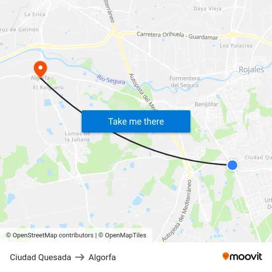 Ciudad Quesada to Algorfa map