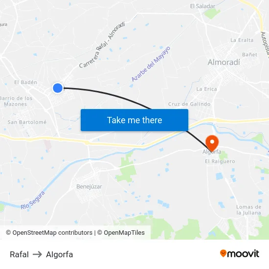 Rafal to Algorfa map