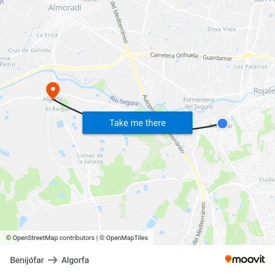 Benijófar to Algorfa map