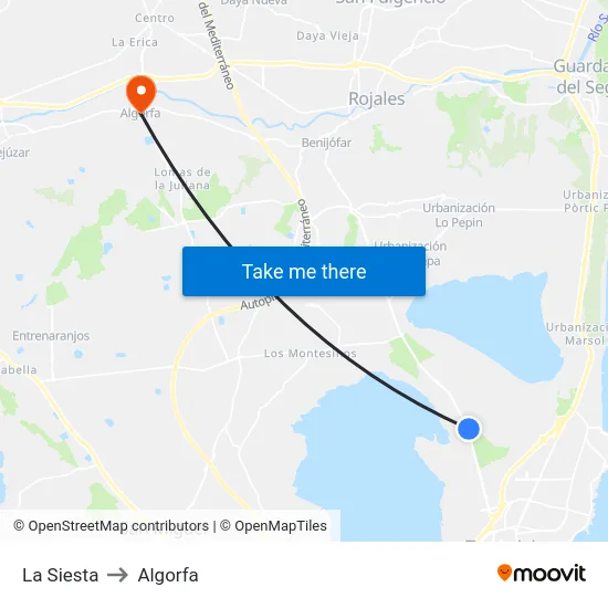 La Siesta to Algorfa map