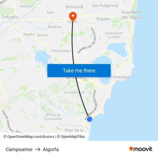 Campoamor to Algorfa map