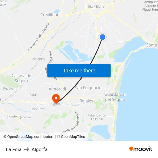 La Foia to Algorfa map