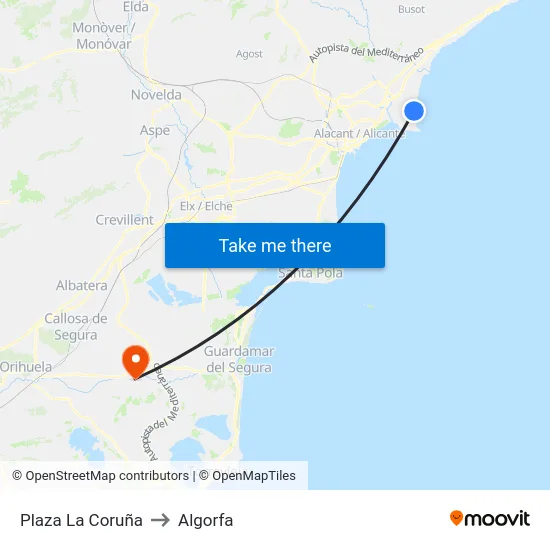 Plaza La Coruña to Algorfa map