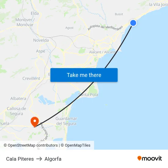 Cala Piteres to Algorfa map