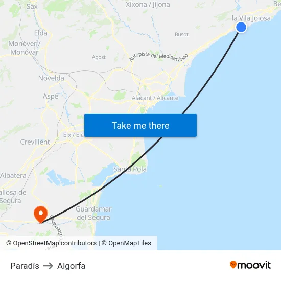 Paradís to Algorfa map