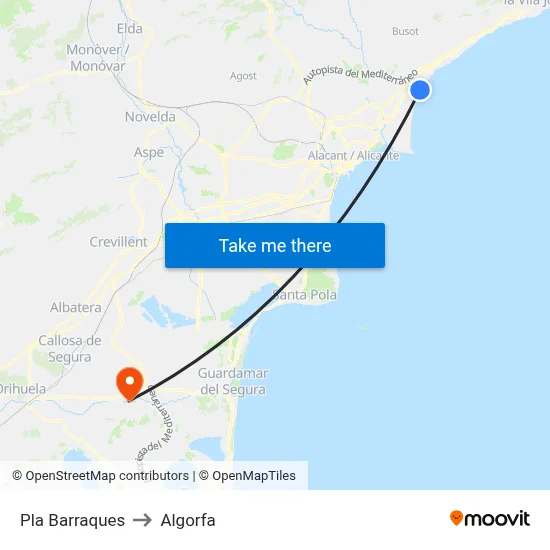 Pla Barraques to Algorfa map