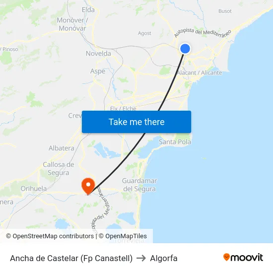 Ancha de Castelar (Fp Canastell) to Algorfa map