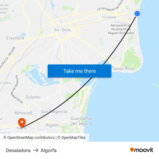 Desaladora to Algorfa map