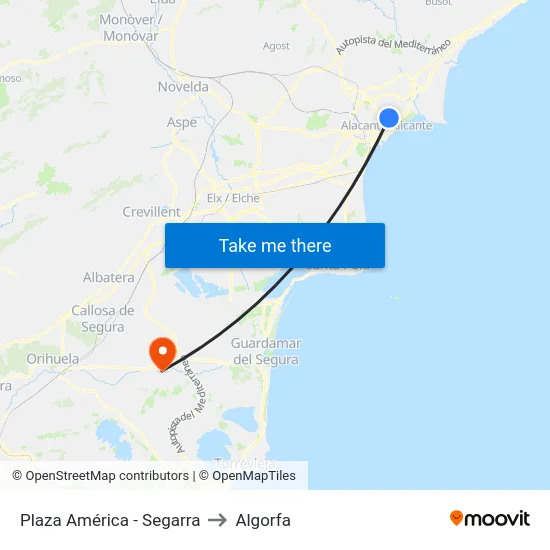 Plaza América - Segarra to Algorfa map