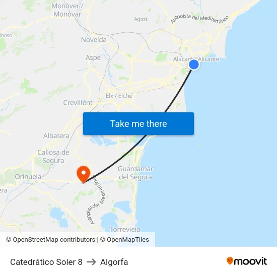 Catedrático Soler 8 to Algorfa map