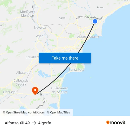 Alfonso XII 49 to Algorfa map