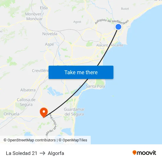 La Soledad 21 to Algorfa map