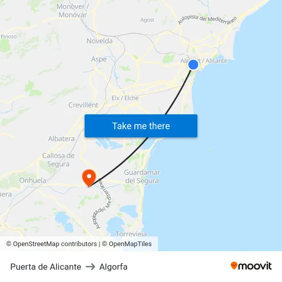 Puerta de Alicante to Algorfa map
