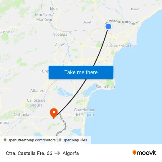 Ctra. Castalla Fte. 66 to Algorfa map