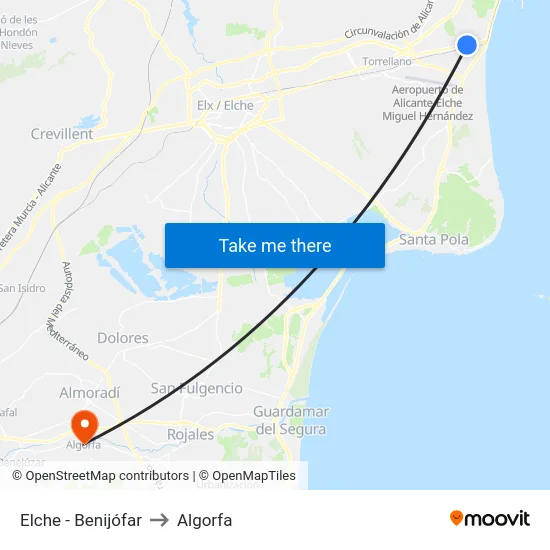 Elche - Benijófar to Algorfa map