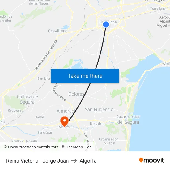 Reina Victoria - Jorge Juan to Algorfa map