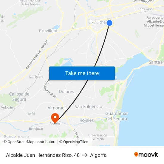 Alcalde Juan Hernández Rizo, 48 to Algorfa map