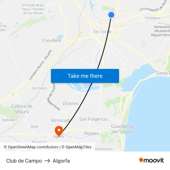 Club de Campo to Algorfa map