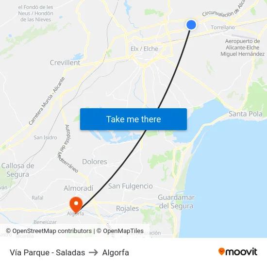 Vía Parque - Saladas to Algorfa map