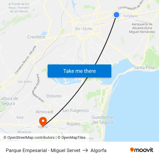 Parque Empesarial - Miguel Servet to Algorfa map