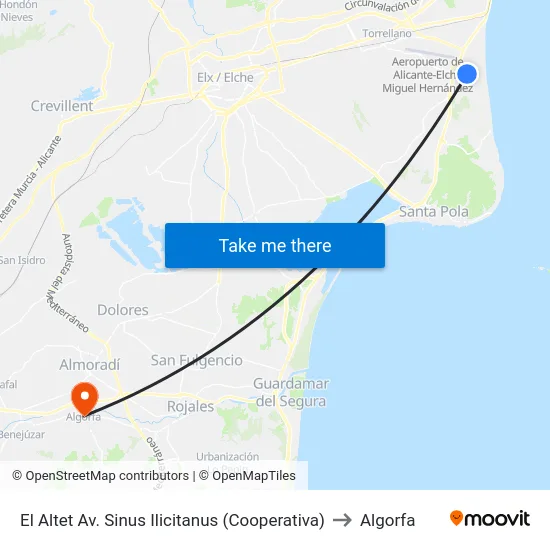 El Altet Av. Sinus Ilicitanus (Cooperativa) to Algorfa map