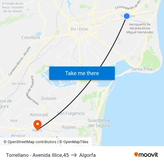 Torrellano - Avenida Illice,45 to Algorfa map