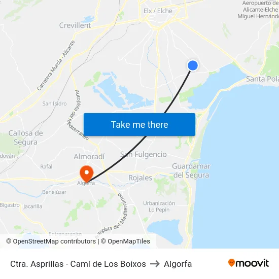 Ctra. Asprillas - Camí de Los Boixos to Algorfa map