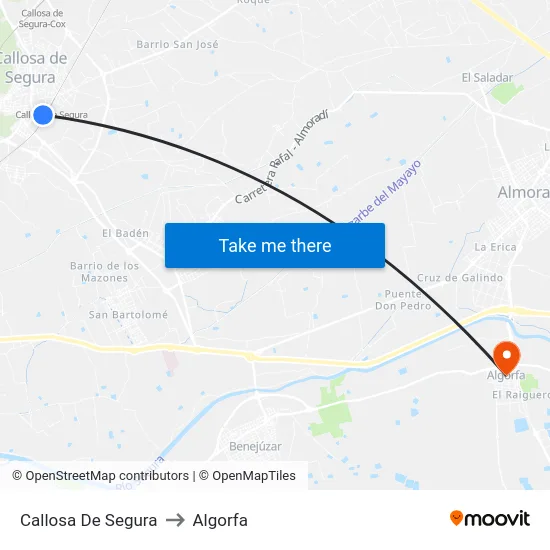 Callosa De Segura to Algorfa map