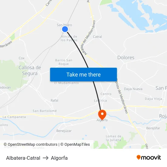 Albatera-Catral to Algorfa map