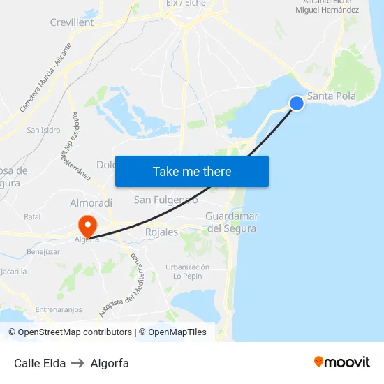 Calle Elda to Algorfa map
