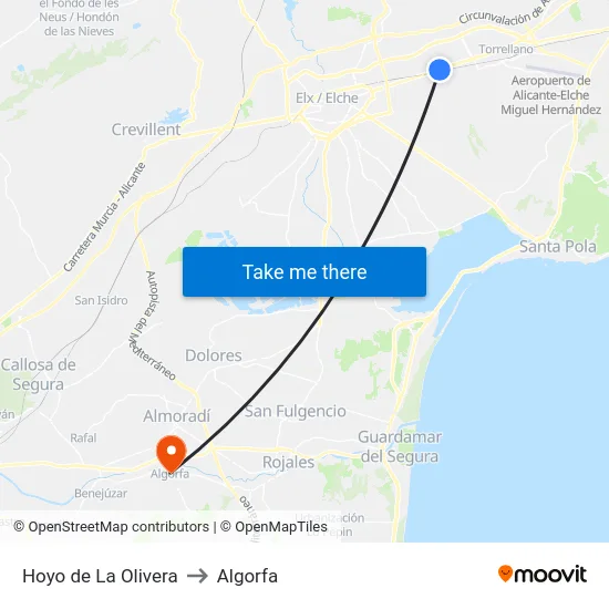 Hoyo de La Olivera to Algorfa map