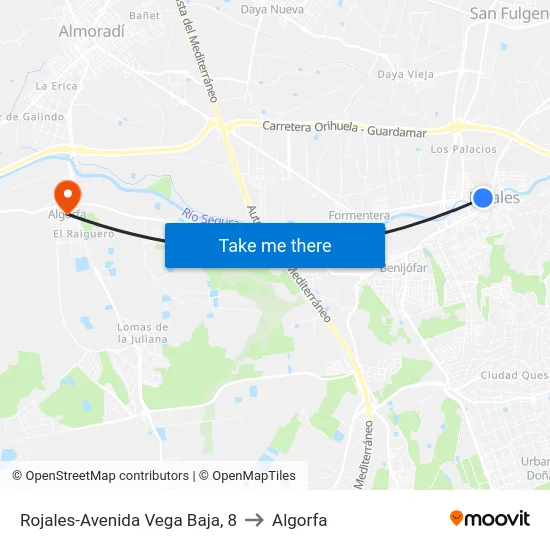 Rojales-Avenida Vega Baja, 8 to Algorfa map