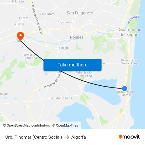 Urb. Pinomar (Centro Social) to Algorfa map