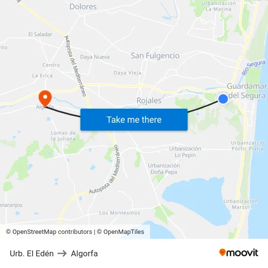 Urb. El Edén to Algorfa map