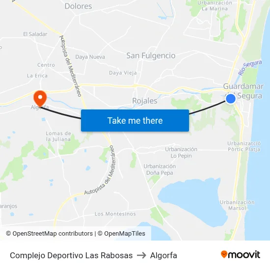 Complejo Deportivo Las Rabosas to Algorfa map