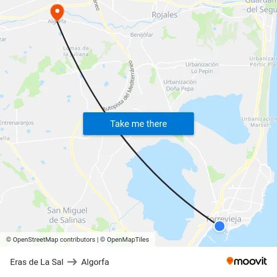 Eras de La Sal to Algorfa map