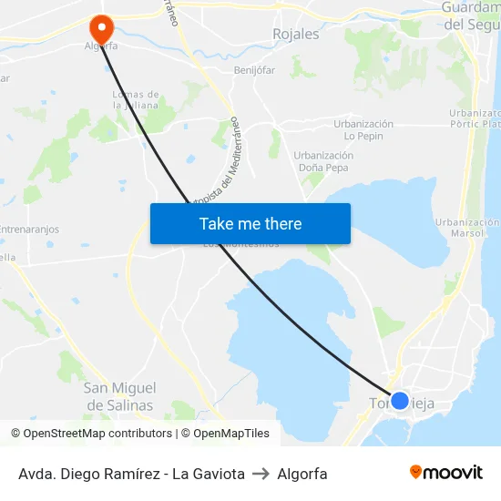 Avda. Diego Ramírez - La Gaviota to Algorfa map