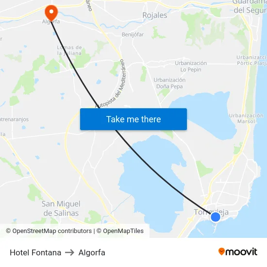 Hotel Fontana to Algorfa map