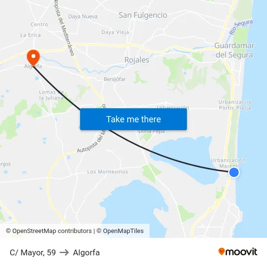 C/ Mayor, 59 to Algorfa map