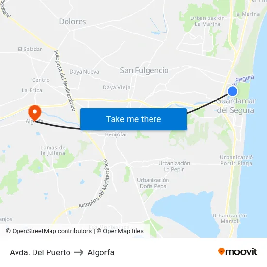 Avda. Del Puerto to Algorfa map