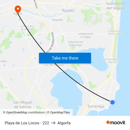 Playa de Los Locos - 222 to Algorfa map