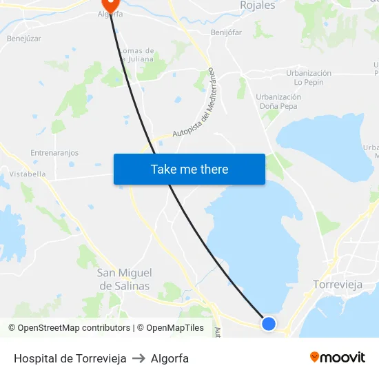 Hospital de Torrevieja to Algorfa map