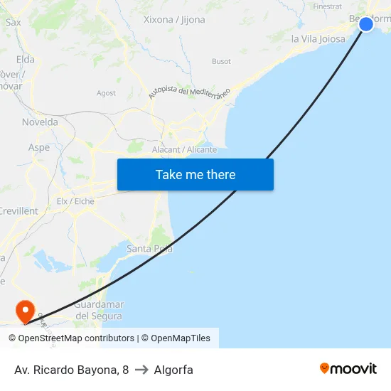 Av. Ricardo Bayona, 8 to Algorfa map