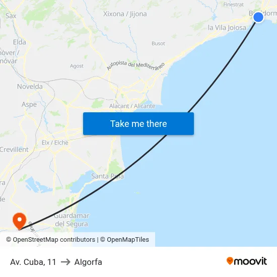 Av. Cuba, 11 to Algorfa map