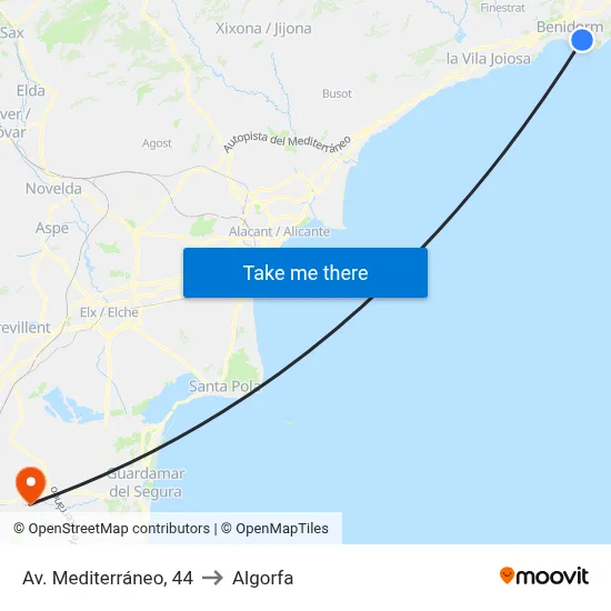 Av. Mediterráneo, 44 to Algorfa map