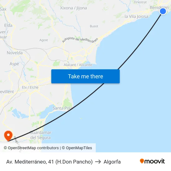 Av. Mediterráneo, 41 (H.Don Pancho) to Algorfa map
