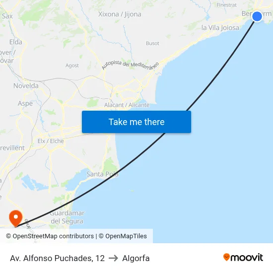 Av. Alfonso Puchades, 12 to Algorfa map