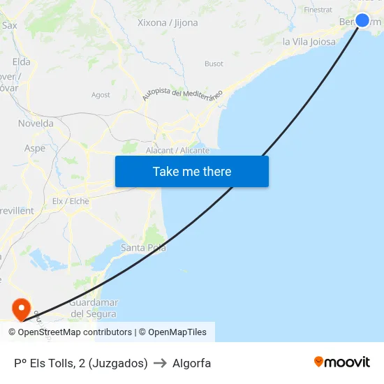 Pº Els Tolls, 2 (Juzgados) to Algorfa map