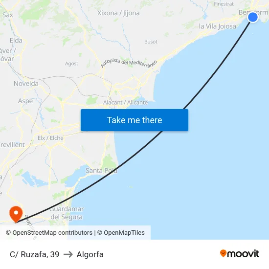 C/ Ruzafa, 39 to Algorfa map